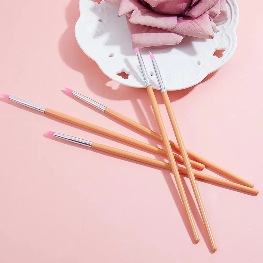 Nail art Рабочая ручка с гравировкой с пластиковой ручкой и силиконовым наконечником, темный оранжевый, 5 штук/набор нейл-арта