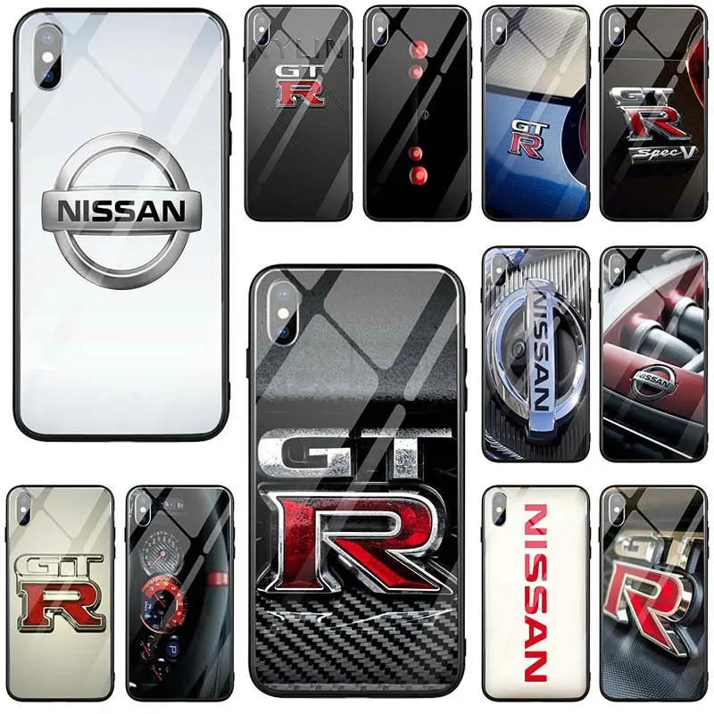 

Tempered Glass Mobile Phone Cases for iPhone 5 5S SE 6 6S 7 Plus 8 8Plus X XR XS Max Cover Capinha Super Car Nissan Logo