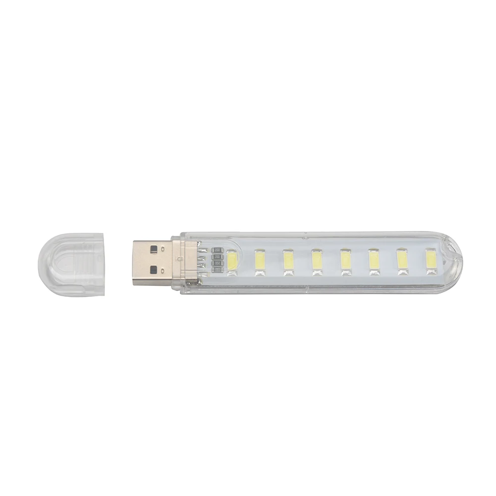 Warm Light 8LED Домашний Универсальный USB светодиодный светильник гибкое освещение офисная пластиковая спальня для компьютера Мобильная мощность маленький ночник Энергосбережение - Цвет: Warm Light 8LED