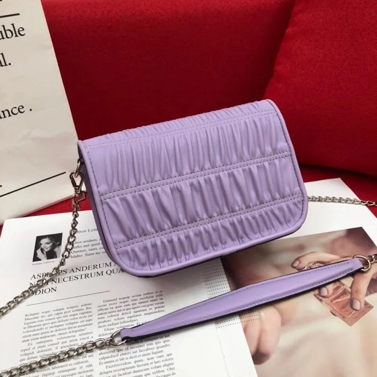 

free shipping 2020 the new style pretty pleated genuine cow leather women crossbody bag one shoulder bag 6 color 20cm minisize