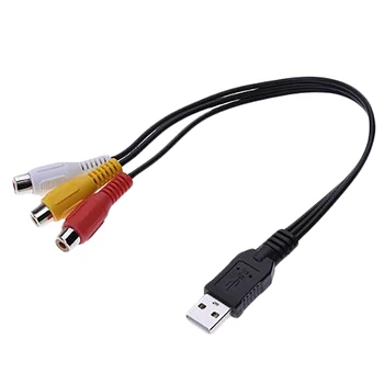

1Pc Usb Male Plug To 3 Rca Female Adapter Audio Converter Video Av A/V Cable Usb To Rca Cable For Hdtv Tv Television Wire Cord
