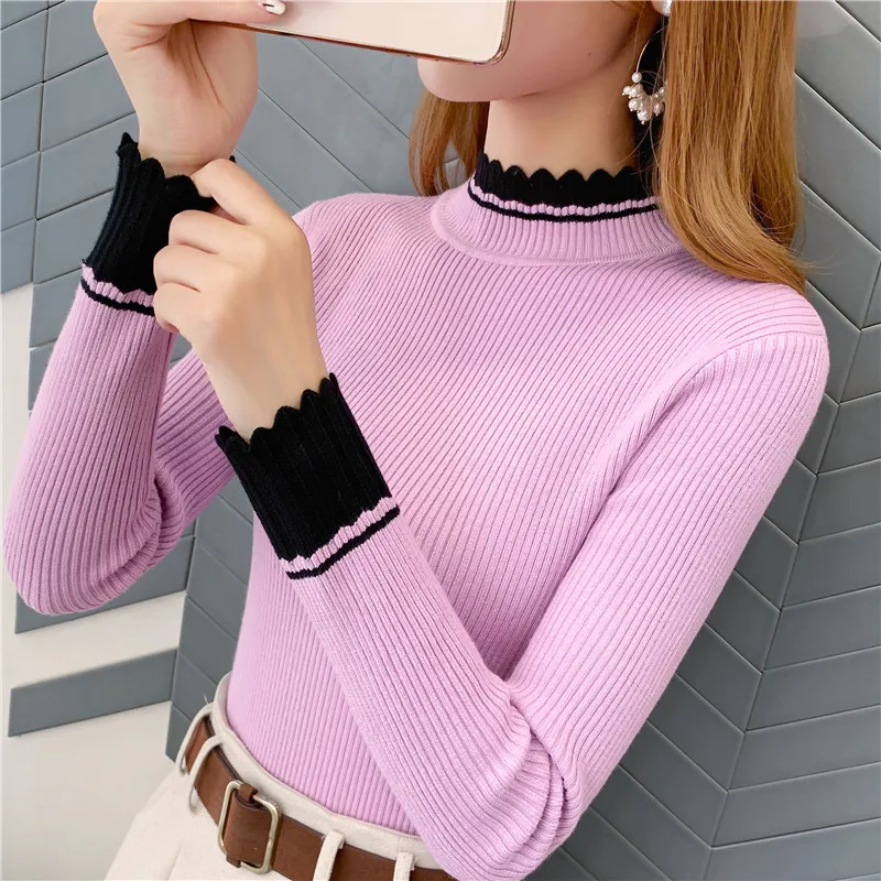 Pullover Jumper Sweater Women Room 137233, Row 6, No.4, Lower] Actual Photo Of New Slim Collar T-shirt Bottoming Shirt 34