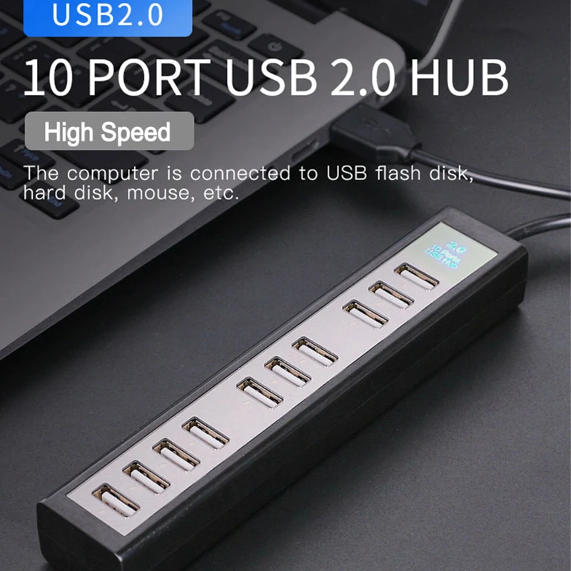 10 портов USB 2 0 концентратор портативный сплиттер мульти Системная Совместимость