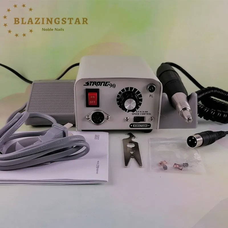 

65W Strong 90 control box 35000RPM Strong 210 102Handle Electric Nail Drill Manicure Pedicure Nail File Bit Nail Art Equipment