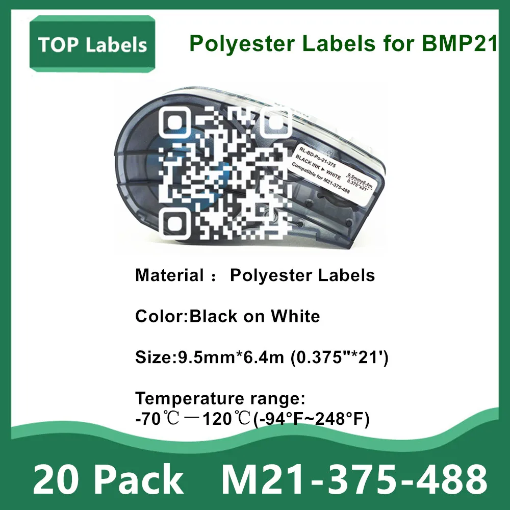 PROD 1005003206006952 20 Pack Label TAPE M21-375-488 Polyester Labels
Cartridge BMP21-PLUSBMP21 LABIDPAL LABPAL Printer general laboratory
0.375