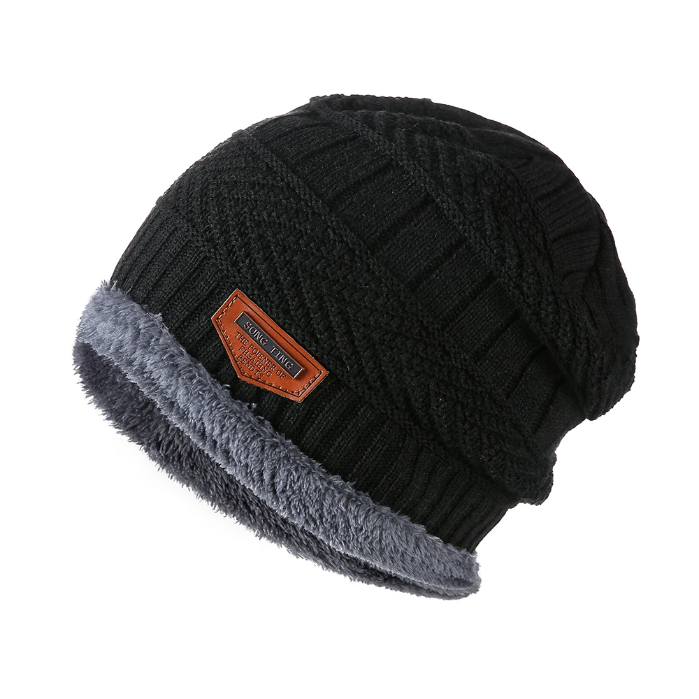 2019 Новая модная мужская теплая зимняя шапка шарф Мягкая вязаная набор шапок