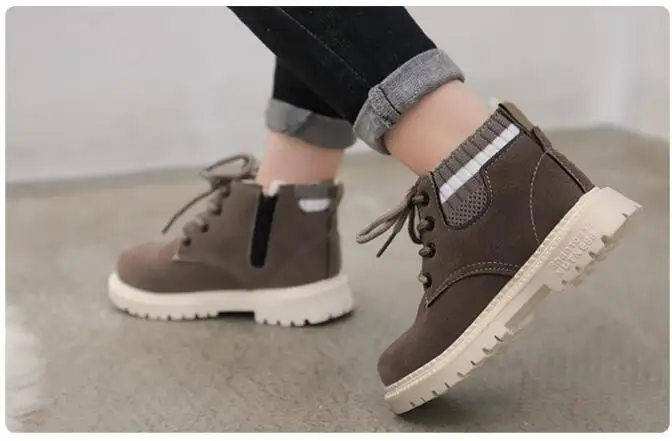 Kids Martin Boots Winter Fashion Children Leather Cotton Boots For Girls Boys Shoes Casual Soft Children Baby Toddler Shoes
