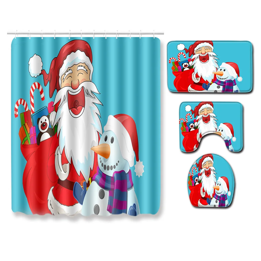 Zeegle Shower Curtain Anti-slip Bathroom Carpet Set Shower Mat Absorbent Toilet Rug Bathroom Rug Washable Bathroom Rug Set - Color: QA80
