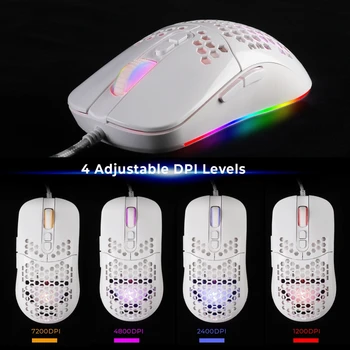 

7200DPI USB Wired Mouse Optical Gaming Honeycomb Shell Mice RGB LED Backlight