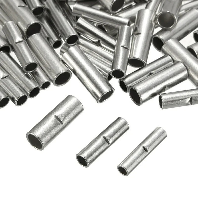 Terminal Connector 100Pcs Aluminium Uninsulated 0.5mm2-6.0mm2 Bootlace Ferrules Cord End Electrical Cable Crimp