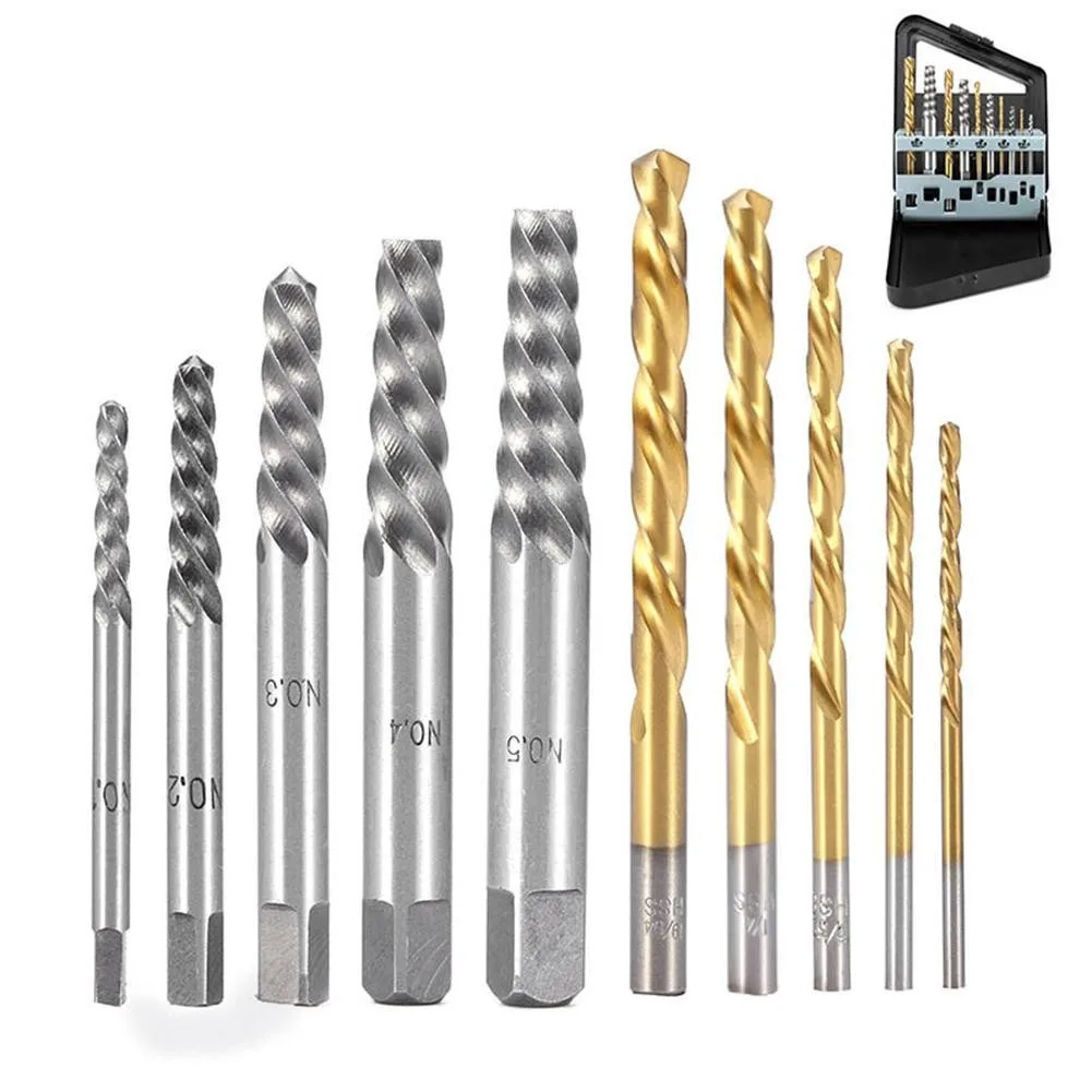 5pcs/set Convenient Cobalt Left Hand Drill Bit Broken Bolt Damaged Screw Extractor Set With