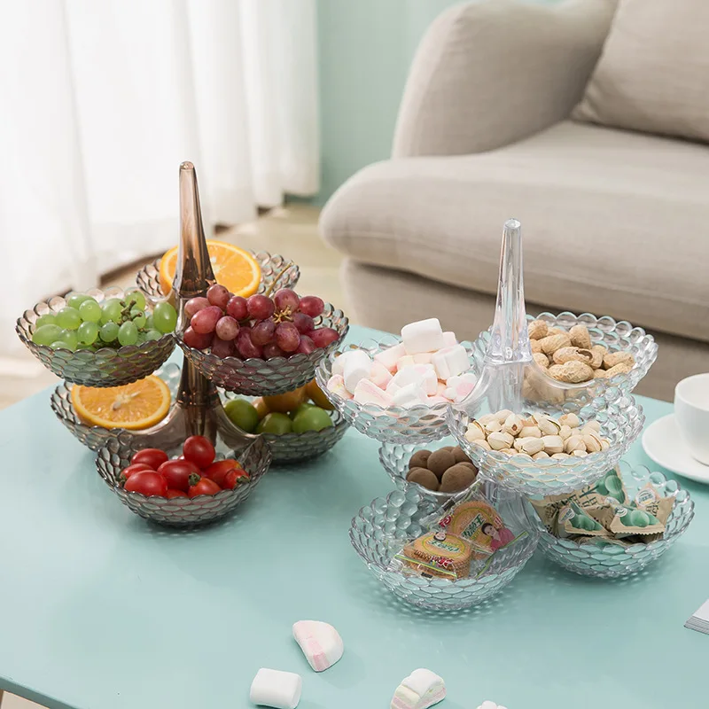 Multilayer Fruit Plate Plastic Candy Storage Box Snack Tray Household Storage