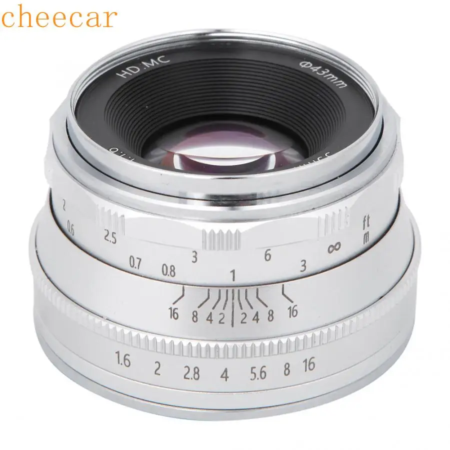 Cheecar-35mm f1.6 ручная APS-C prime без отражателя камера ручная фокусировка объектива, для eos-m, для sony-e, для fuji-x, для M4/3