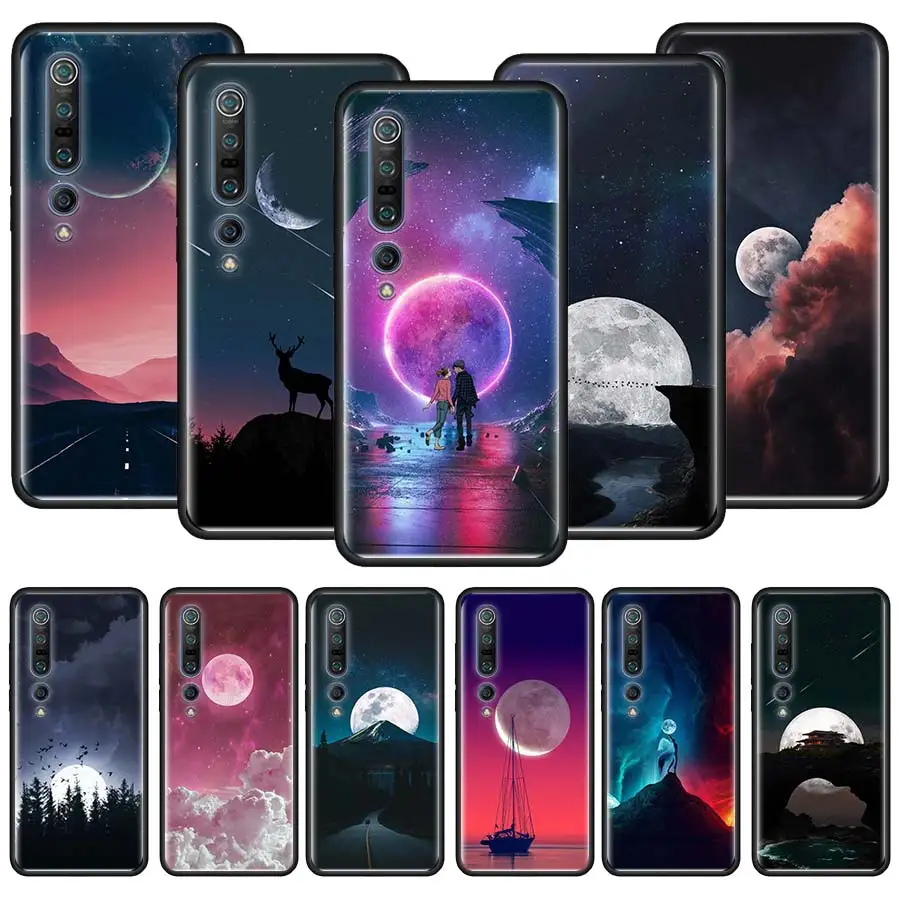 

Kawaii Sky Moon Light Silicone Case For Xiaomi Mi 10 5G 9 9T CC9E CC9 Pro 10 Youth Poco X2 Note 10 Lite 10 Pro Couqe Cover Shell