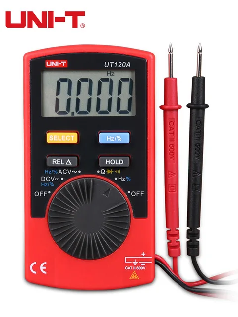 UT120A UNI-T UT120A/UT120B/UT120C карманный цифровой мультиметр автоматический диапазон AC/DC Частотный мультиметр Амперметр 4000 отсчет дисплея - Цвет: UT120A