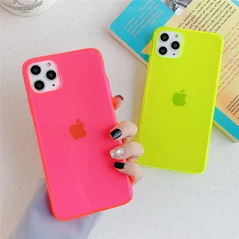 

ottwn Neon Fluorescent Candy Color Phone Cover For iPhone 11 Pro X XR XS Max 7 8 7Plus Soft Silicone TPU Back Case Fitted Cover