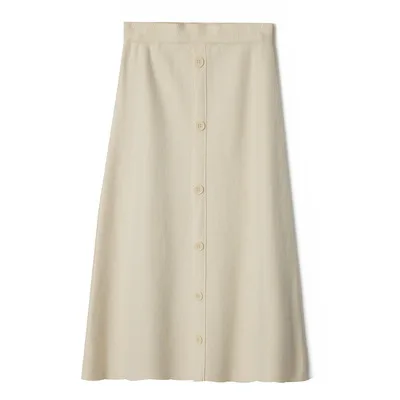 Beige Tataria, женские осенне-зимние теплые юбки для женщин, трикотажная юбка средней длины, Женская длинная юбка на пуговицах, Ретро стиль, эластичная талия, вязаные юбки - Цвет: Beige