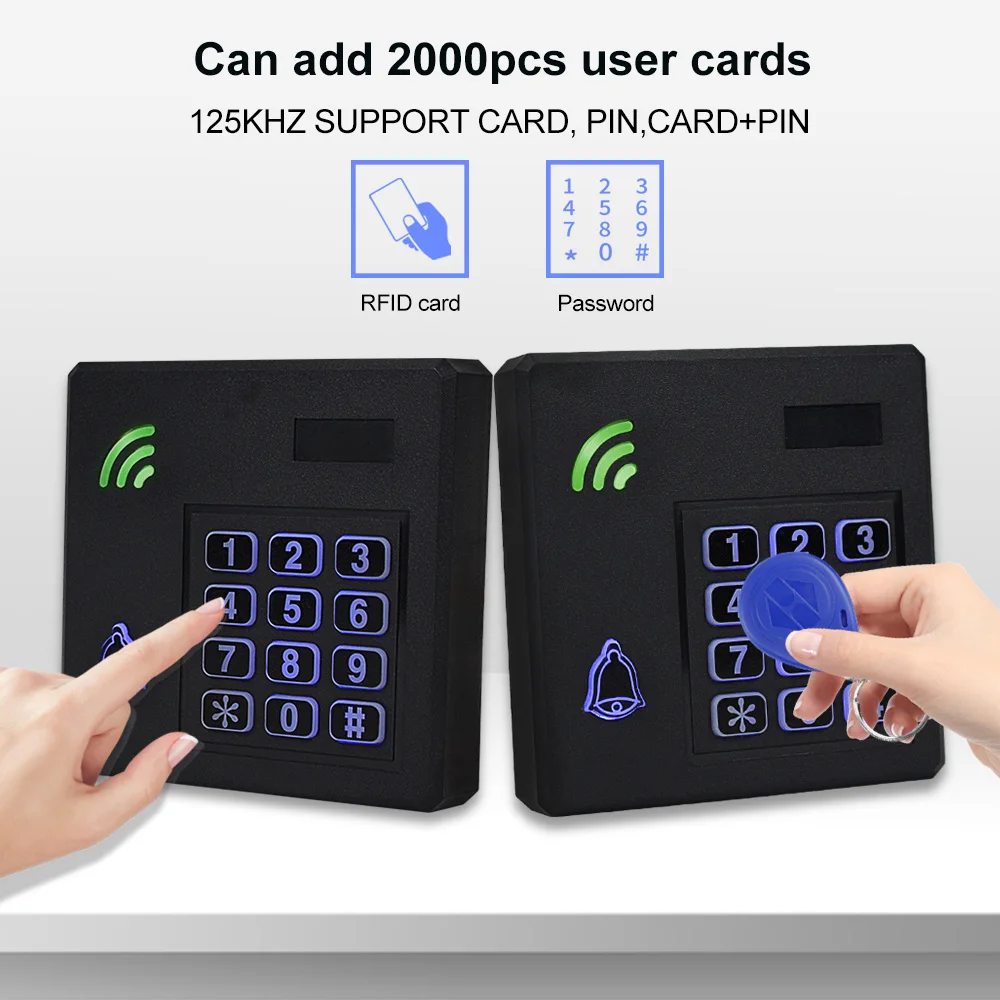 Access Control Keypad DC12V IP68 Waterproof Access Control Keypad Outdoor RFID Access Controller Door Opener System Electronic EM4100 125KHz Key Cards