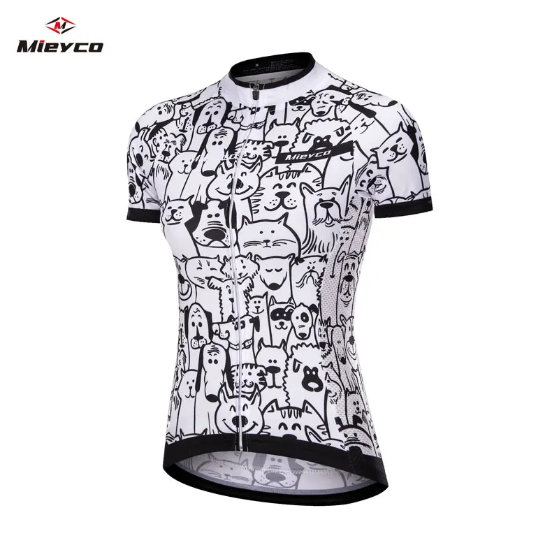 Animal Cat Women's Short Sleeve Cycling Jersey 2020 White Bike Jersey