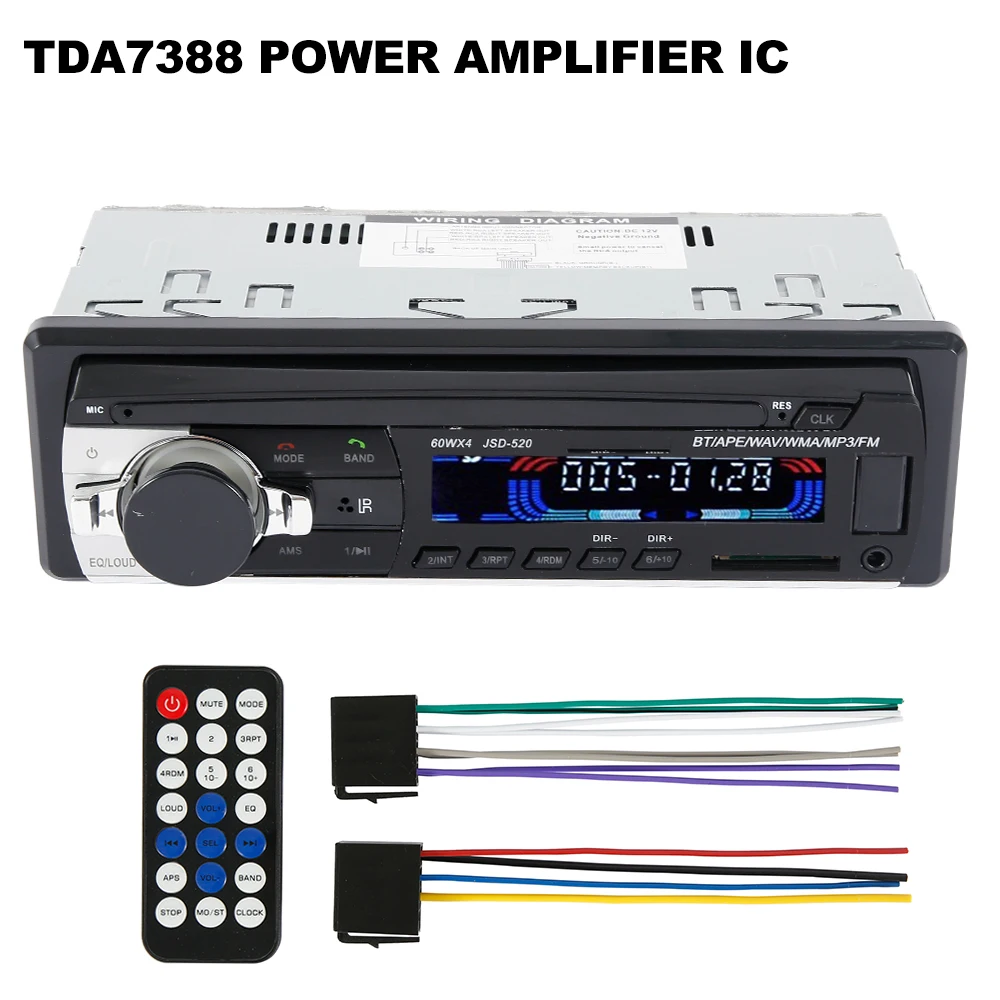 1 full set 12 В Bluetooth автомагнитолы Авто Стерео FM Aux-IN входной приемник SD USB JSD-520 In-dash 1 din пульт дистанционного управления MP3 мультимедийный плеер - Цвет: 1 full set