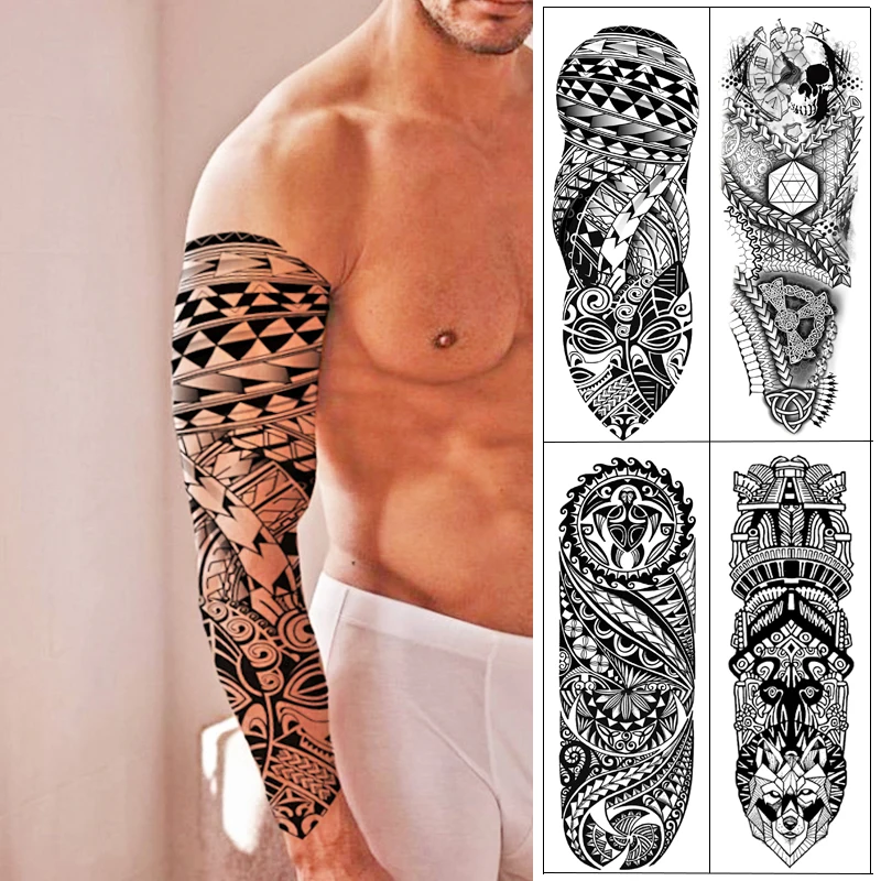 

1 Sheet Full Arm Temporary Tattoos Waterproof Extra Large Tattoo Stickers for Men and Women (22.83"X7.1")