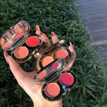 

2 Colors Face Blush Palette Face Creamy Pigmented Cheek Blusher Professional Natural Makeup Blush Contour Shadow