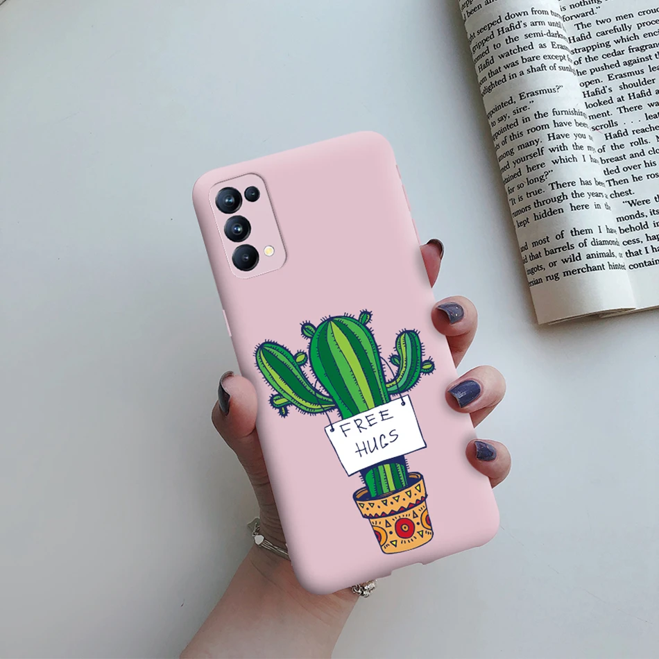 cases for oppo back Case For Oppo Find X3 Lite CPH2145 6.43'' Cute Cat Cactus Avocado Candy Painted Slim Silicone Phone Case For Find X3 Lite cover cases for oppo black Cases For OPPO