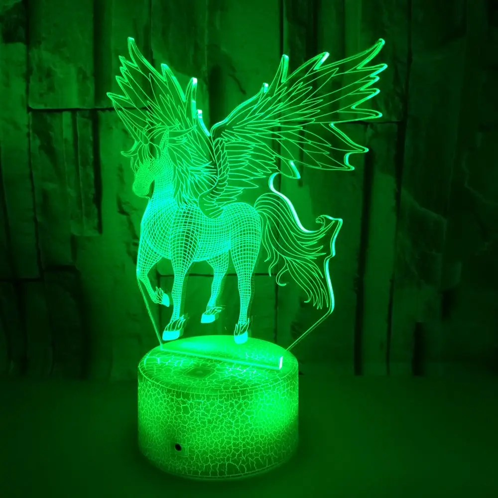 

3D Lamp Light Night Light Pegasus 3D USB LED Light 16 Color Adjustable Decorative LED Touch Children Light Unicorn Lamp