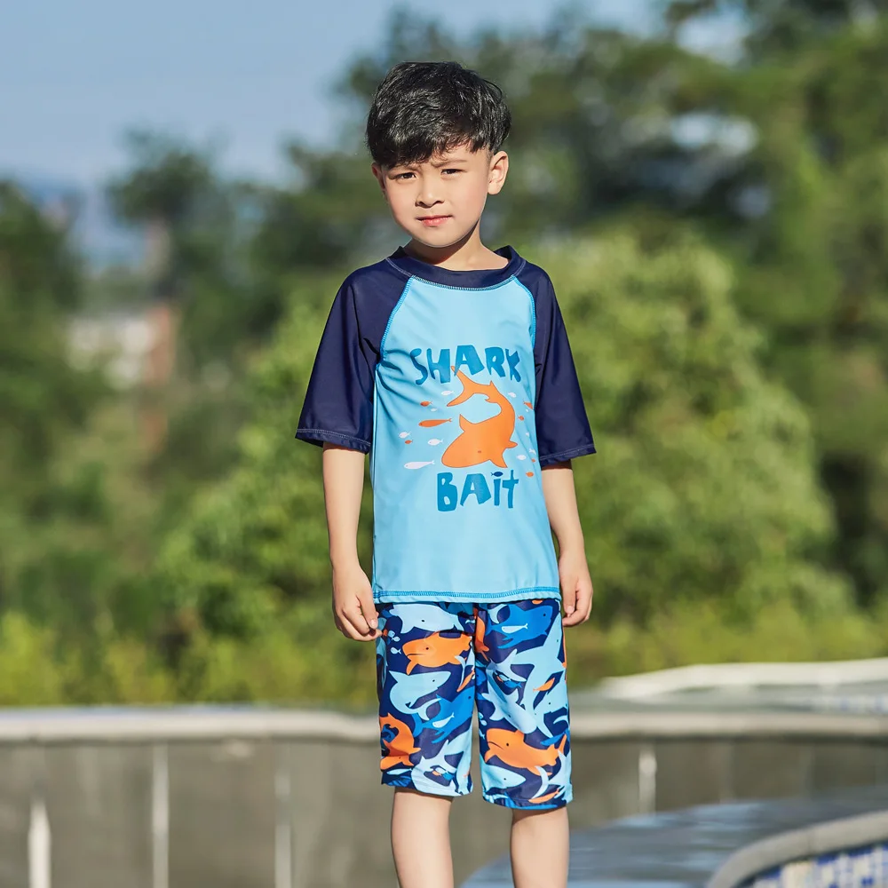 

2019 New Style Hot Sales Split Type Bathing Suit Short Sleeve Shorts Cartoon Hot Springs BOY'S CHILDREN'S Swimwear AO1060