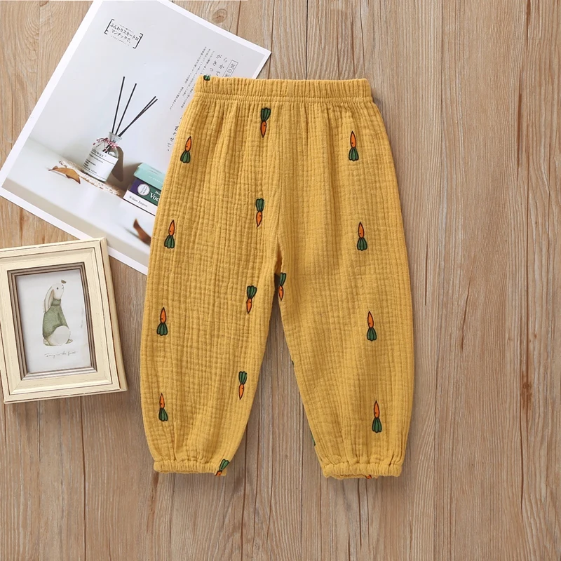 Новая От 0 до 4 лет г. Осенние милые льняные плиссированные детские штаны до щиколотки штаны для маленьких мальчиков штаны-шаровары для девочек детские брюки - Цвет: 1