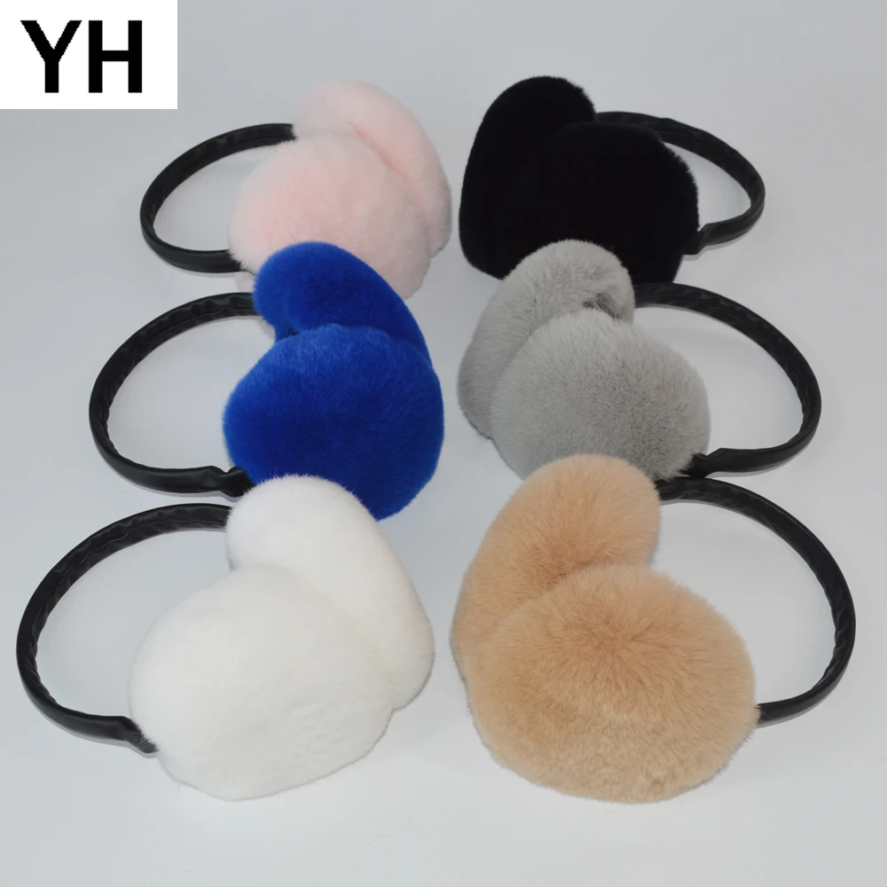 

Women Winter Outdoor Warm Soft Rex Rabbit Fur Earmuffs Real Rex Rabbit Fur Earmuff Lovely Girl Genuine Rex Rabbit Fur Ear-cap