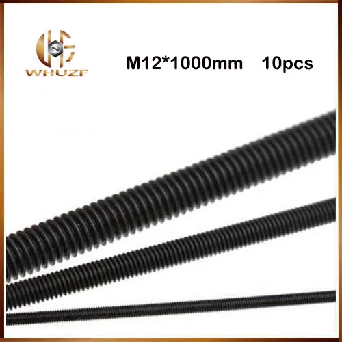 

Free shipping 10PCS threaded rod M12 * 1000MM 8.8 Grade Black Carbon Steel Full Metric Thread Bolt Shaft Rod With UPS shipping