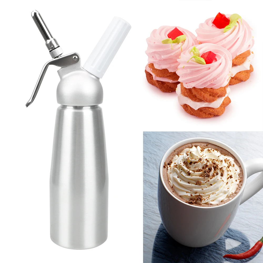 Whole Aluminum Whipped Cream Dispenser Pint Gourmet Whipper Stainless Steel  Decorating Nozzles+plastic Pastry Tube (0.5l) - Dessert Tools - AliExpress