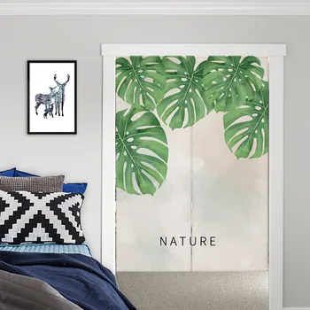 

Nordic Green Plant Door Curtain Home Restaurant Partition Curtain Half Curtain Kitchen Curtain Feng Shui Curtain