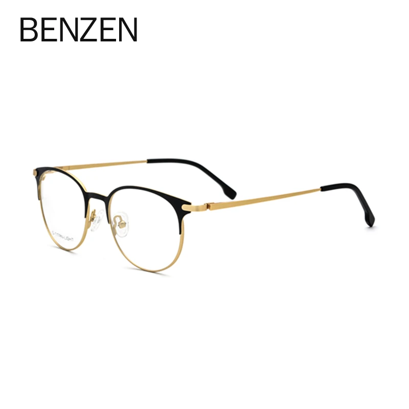 BENZEN, ретро оптическая оправа, сплав, очки, оправа, для мужчин, УЛЬТРАЛАЙТ, для женщин, Ретро стиль, Круглые, по рецепту, очки без винтов