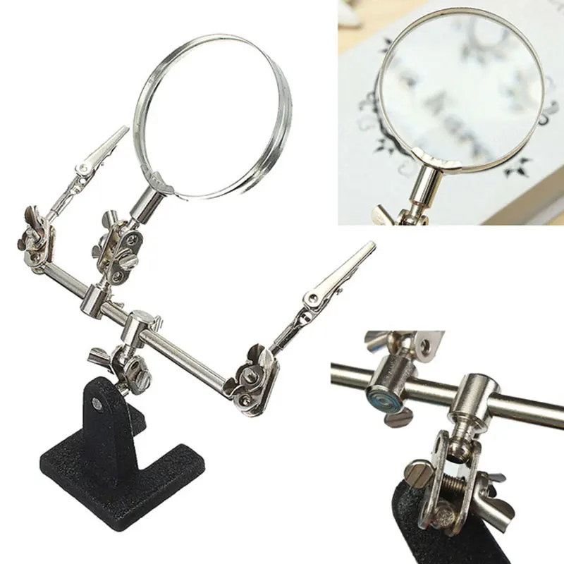 Сварочная Лупа 501 Серебряная настольная лампа зажим ручной объектив лупа держатель объектива Вспомогательный зажим увеличительное ремонтные Инструменты Прочный