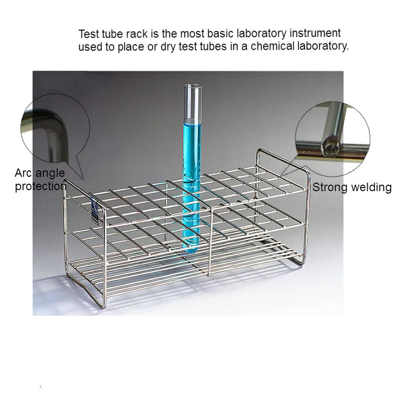 Stainless Steel Wire Rack Professional Tube Stand Stainless Steel Holder for Test Tube Diameter 23mm ~ 25.5mm 40 Wells 1 / PK