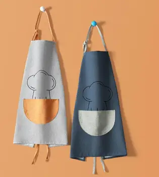 

Japanese style new belt cloth simple cotton and linen kitchen oil-proof coffee shop work art apron