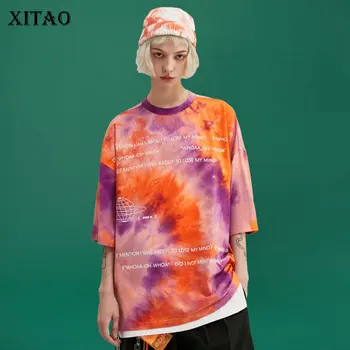 

XITAO Print Letter Pattern T Shirt Fashion New Pullover 2020 Spring Pleated Small Fresh Casual Style Minority Tee Top DMY3899