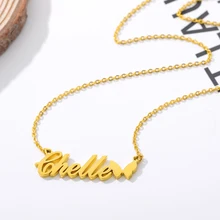 Custom Necklace Butterfly Pendant Stainless Steel Gold Chain Personalized Name Necklaces Choker Jewelry Necklaces for Women BFF