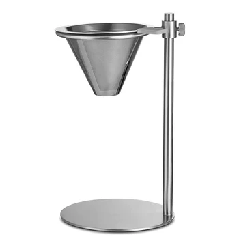 

Pour Over Coffee Maker Double Filter Adjustable Pour Over Coffee Stand Stainless Steel Freestanding Drip Cone Brewer and Stand D