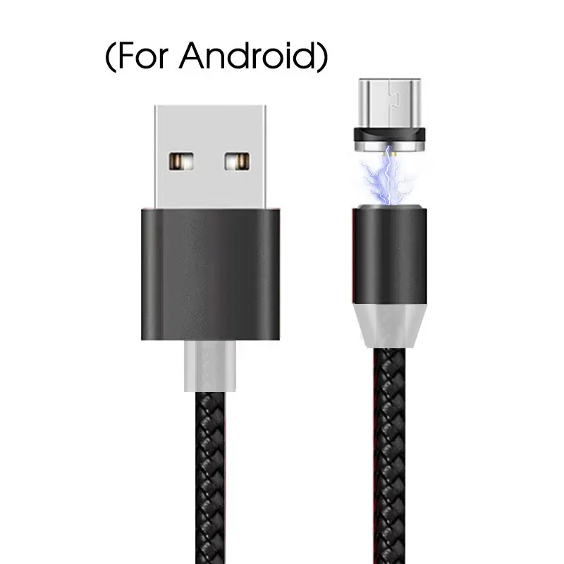 For Micro USB Black 1 м 2 м Магнитный usb-кабель для быстрой зарядки USB type C кабель магнит для зарядного устройства дата-кабеля Micro usb кабель мобильного телефона USB шнур - Цвет: For Micro USB Black