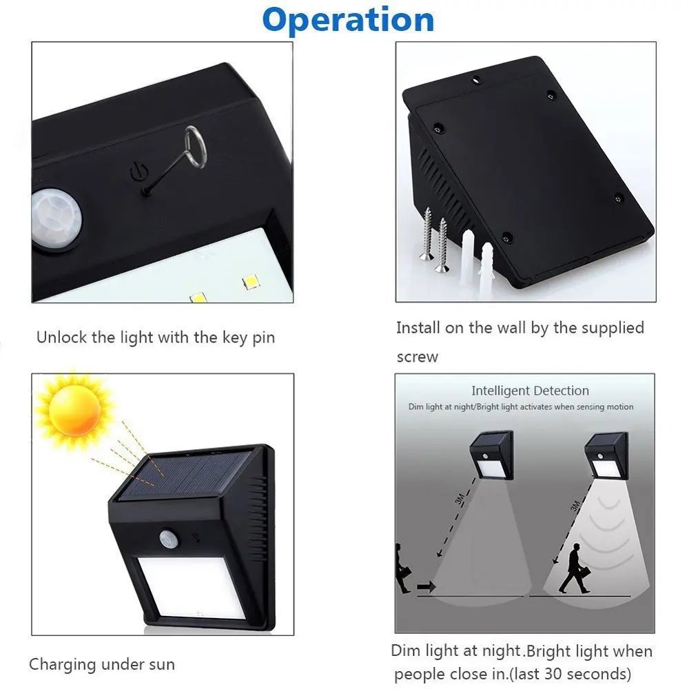 Outdoor 20 LEDs Solar Light With PIR Motion Sensor Solar Garden Light Energy Saving Street Path Wall Lamp Sunlight Dropship
