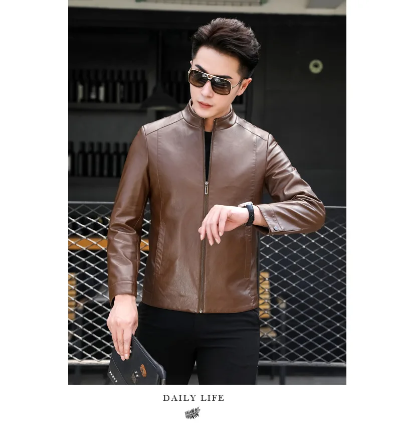 Осеннее и зимнее Новое Стильное мужское повседневное кожаное пальто в Корейском стиле Мужская молодежная трендовая кожаная куртка пальто