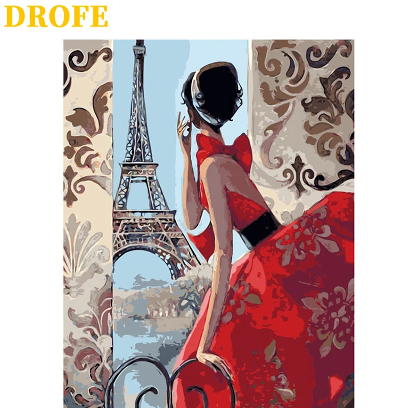 DROFE DIY Frame Painting By Numbers modern mural acrylic pigment unique home decoration hand painted gift 40x50cm Couple | Дом и сад