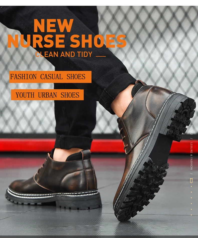 new autumn fashion men's ankle boots casual genuine leather shoes male military boot man work shoe motorcycle boots for men