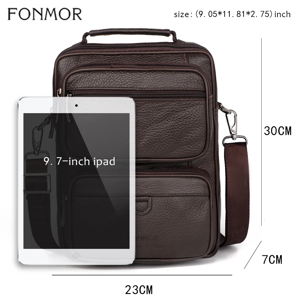 Мужская сумка тоут Fonmor деловая вместительная через плечо из натуральной кожи на