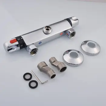 

Thermostatic Shower Mixer Valve Tap Bar Wall Mounted Chrome Bottom 1/2" Outlet