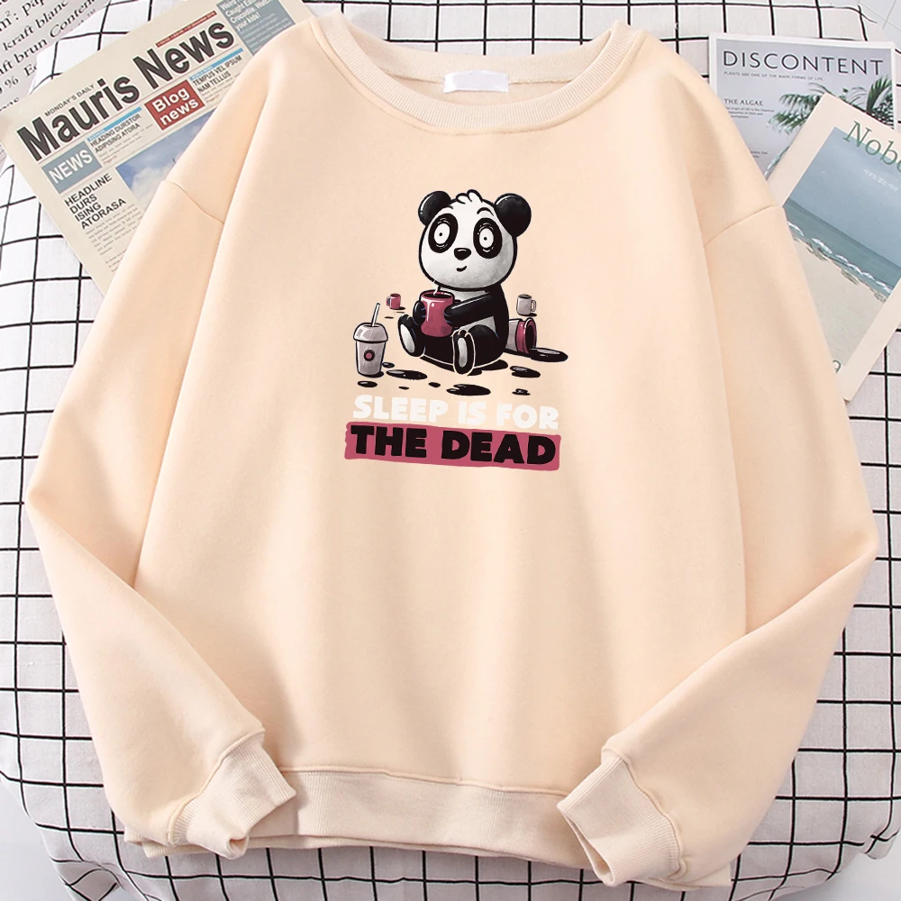 Male Sweatshirt Panda Drinking Coffee Without Sleeping Printing Moletom Man Casual Plus Size Sudadera Fleece Warm Mens Sweater | Мужская