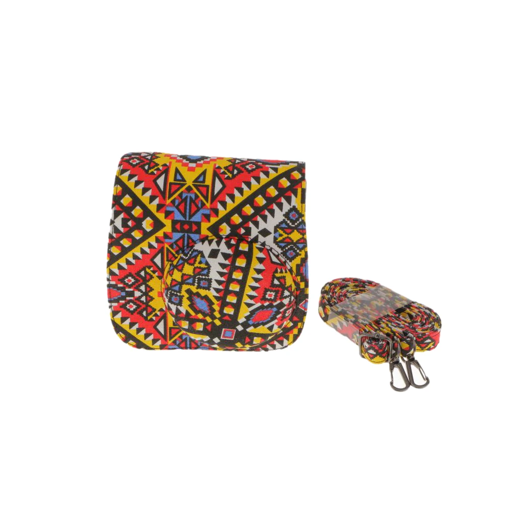 Portable Flower PU Leather Camera Case Protective Shoulder Bag Holder for Fujifilm Instax Mini 8 Camera Bohemian Style